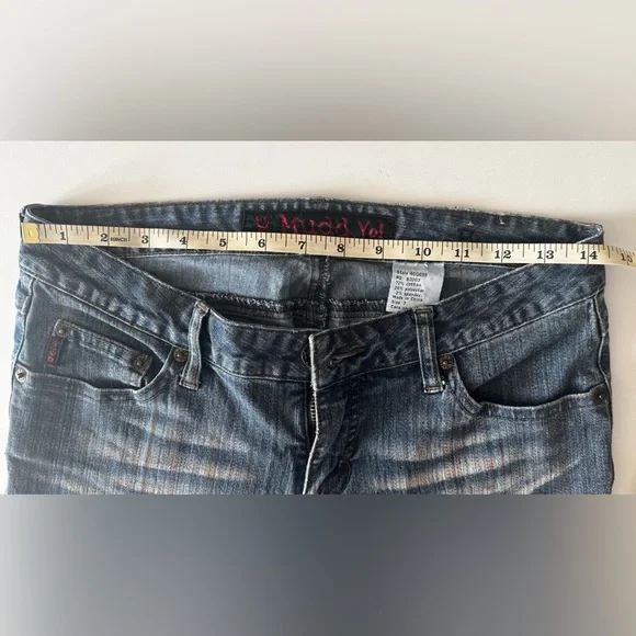 Y2K Mudd Jeans, Bootcut Flare, Striped Faded Wash, Low Rise, Women’s Size 7 - Picture 11 of 15